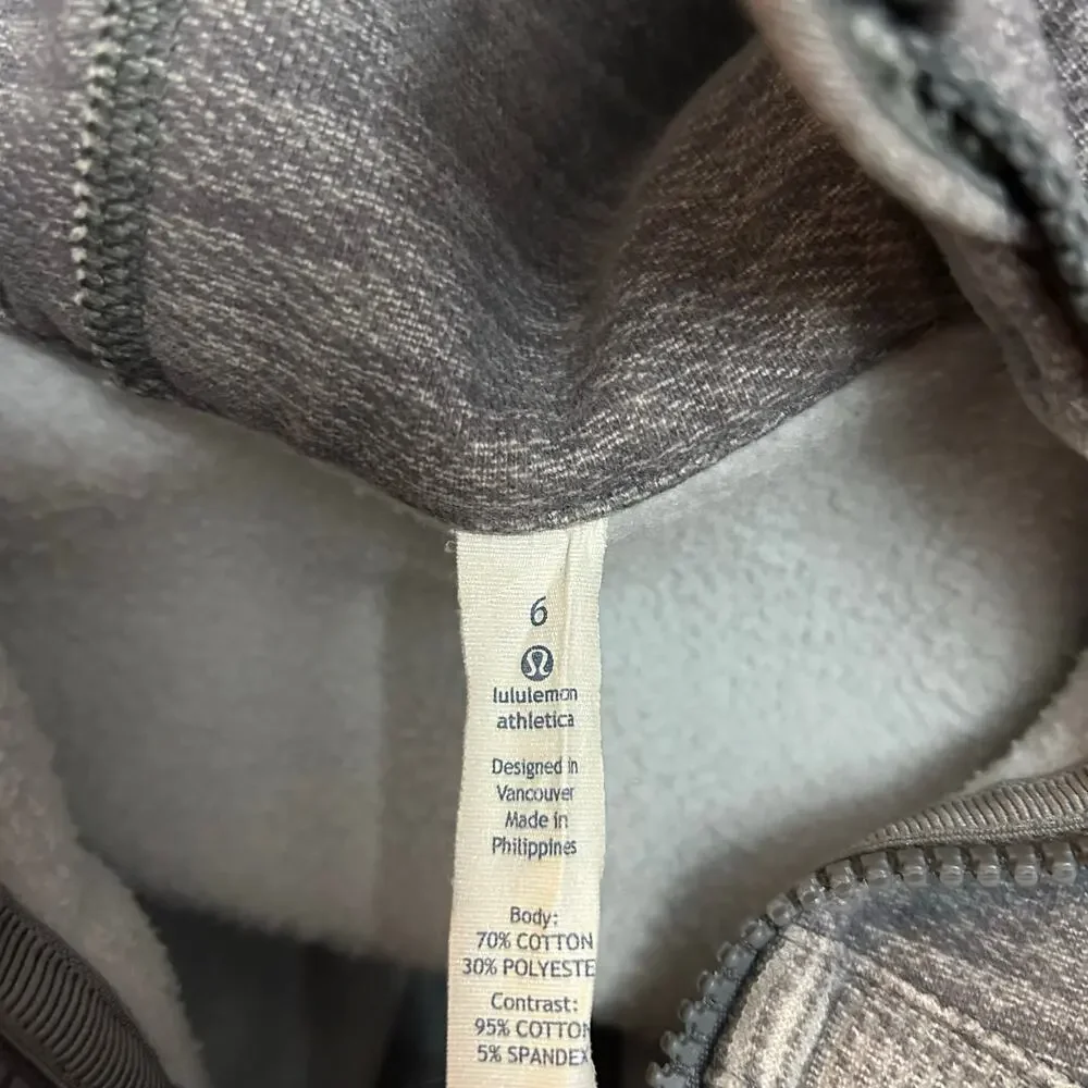 Lululemon Scuba Hoodie II Thick Fleece Zip Up Jacket Gray Womens 6 Sweatshirt